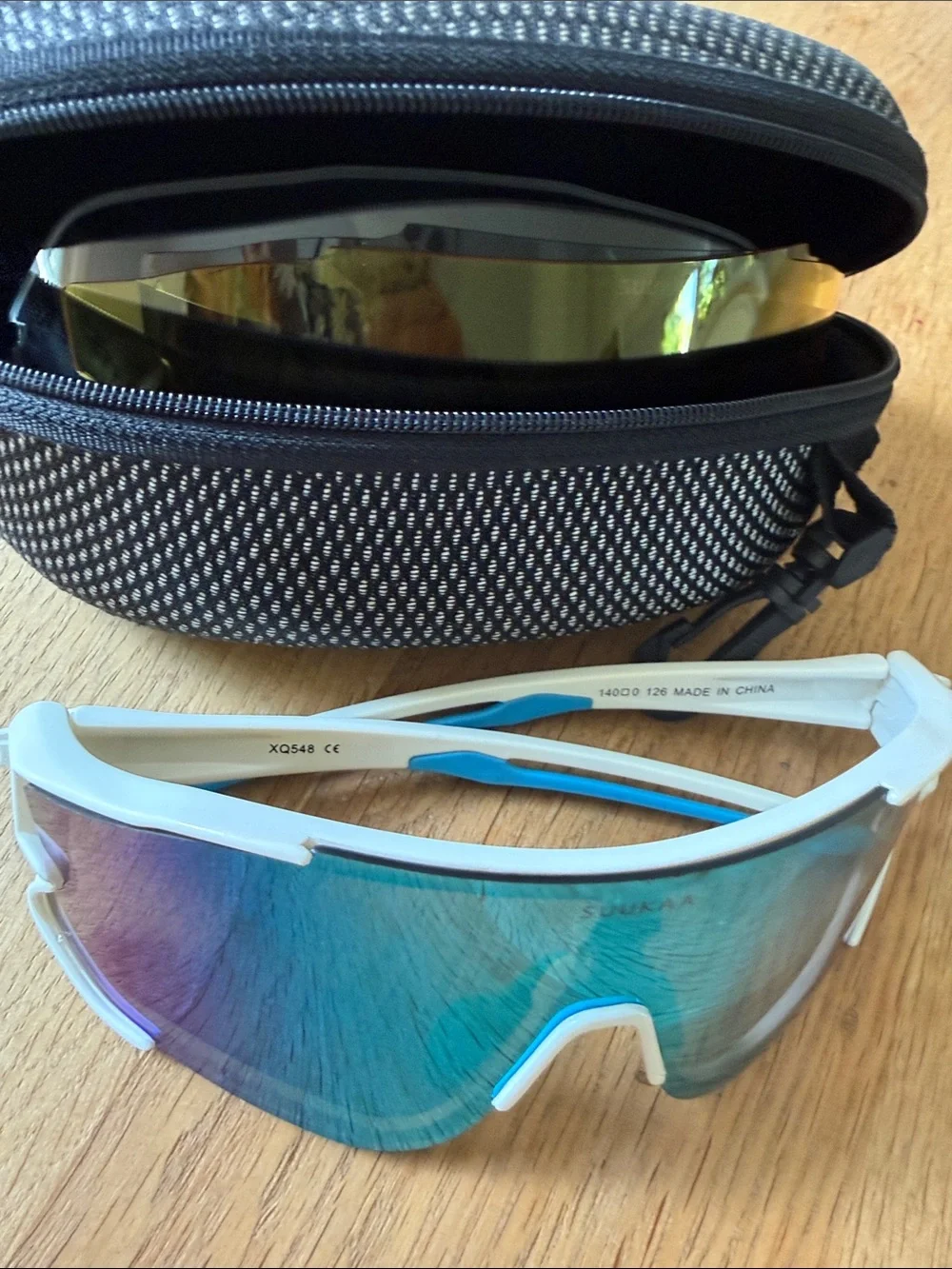 SUUKAA Sports Sunglasses White Frame 4 Interchangeable Lenses